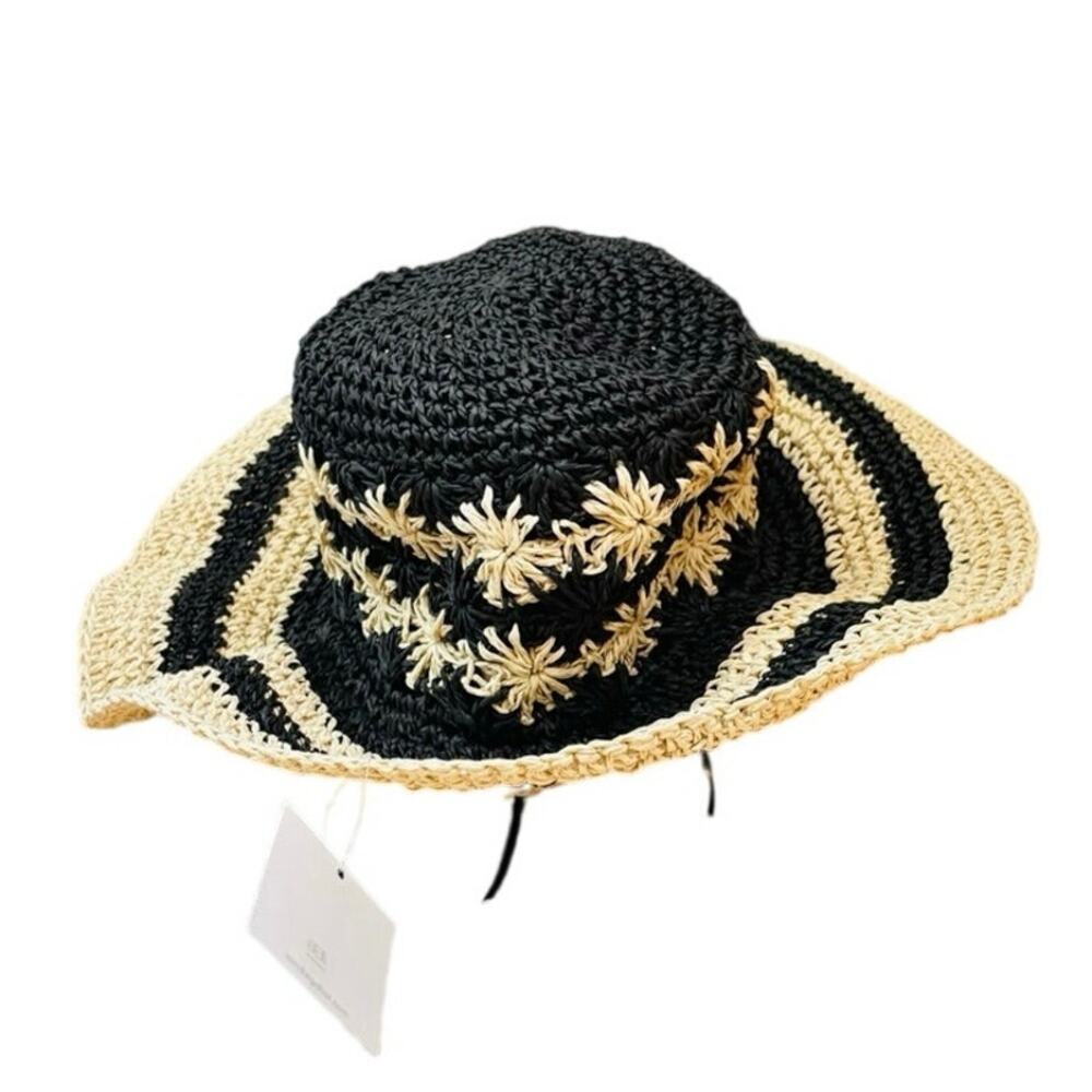 Four Buttons San Diego Hat Company Striped & Floral Crochet Bucket Sun Hat